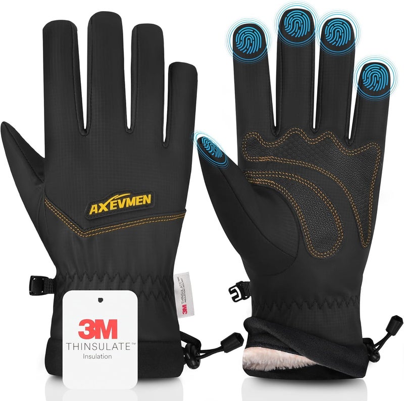 AXEVMEN Winter Gloves Waterproof Ski Snow Warm Gloves for Women Men, Windproof Cold Weather Warm Thermal for Driving Cycling - Image 1